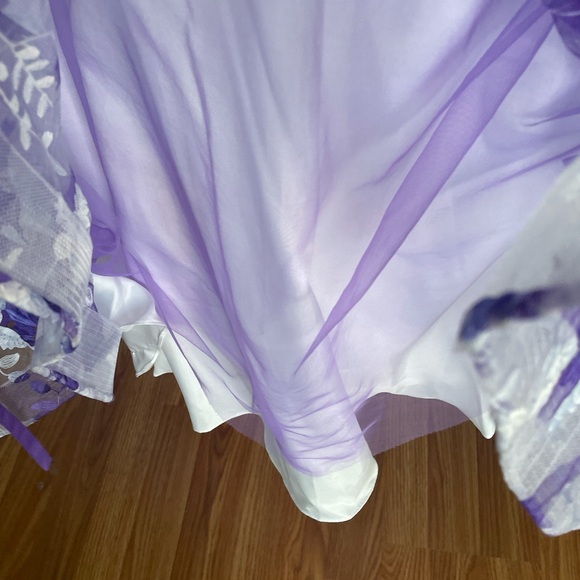 Prom pageant Splash Purple Floral Strapless Dress gown sz 8 back drawstrings - Picture 13 of 13